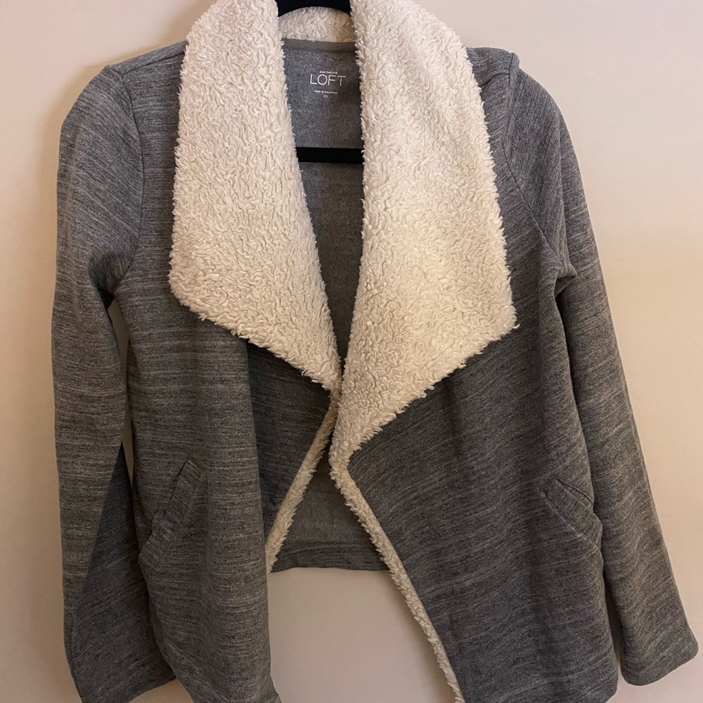 Heathered Grey Sherpa Lined Ann Taylor Loft Moto S